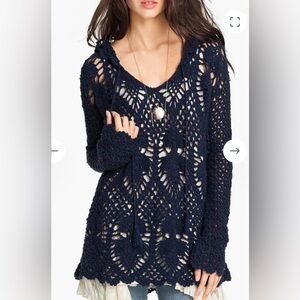 Free People "Pacifica" Hooded Crochet Tunic (Preloved)